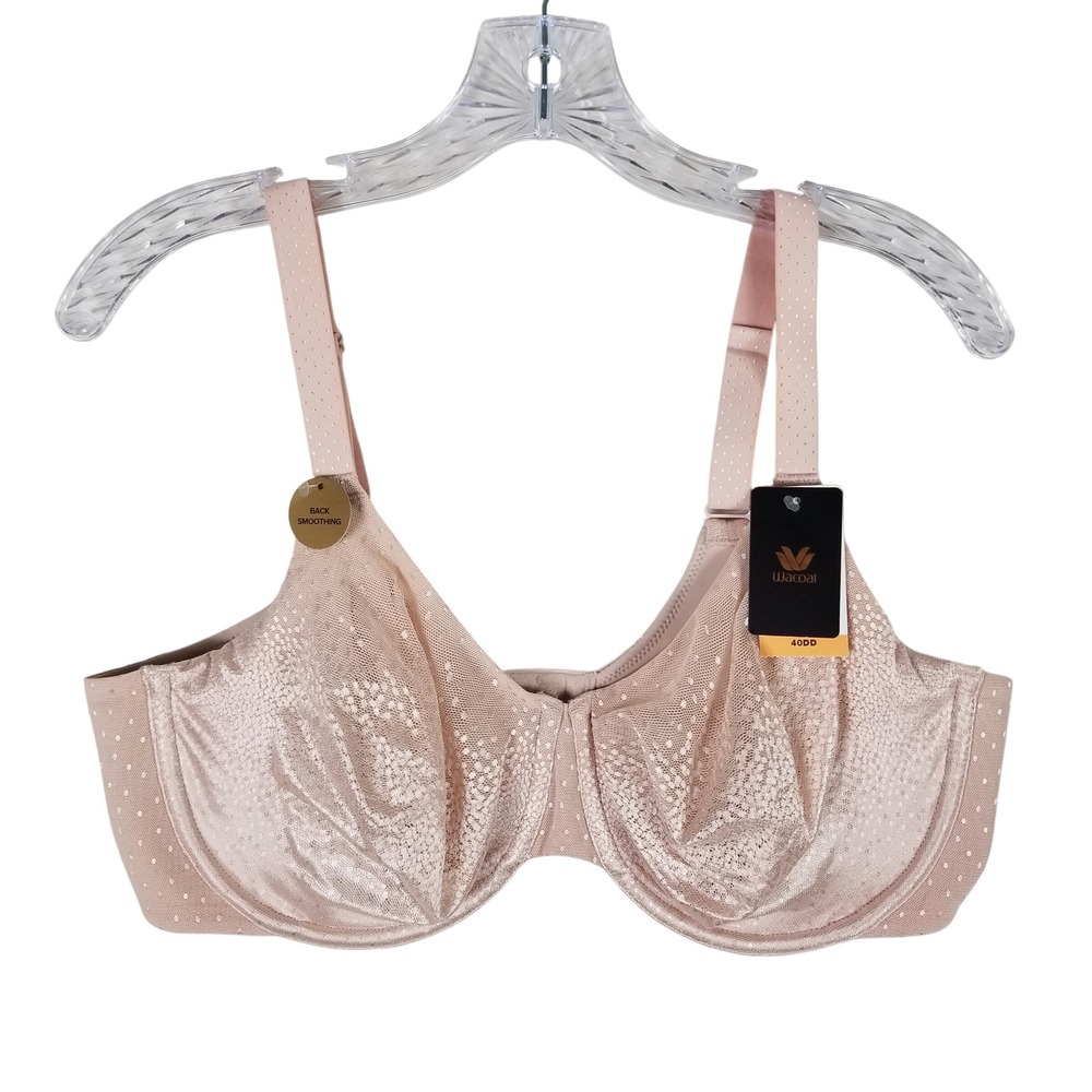 Wacoal Underwire Bra Women 40DD Rose Dust 855303 Back Smoothing Dot Pattern NWT